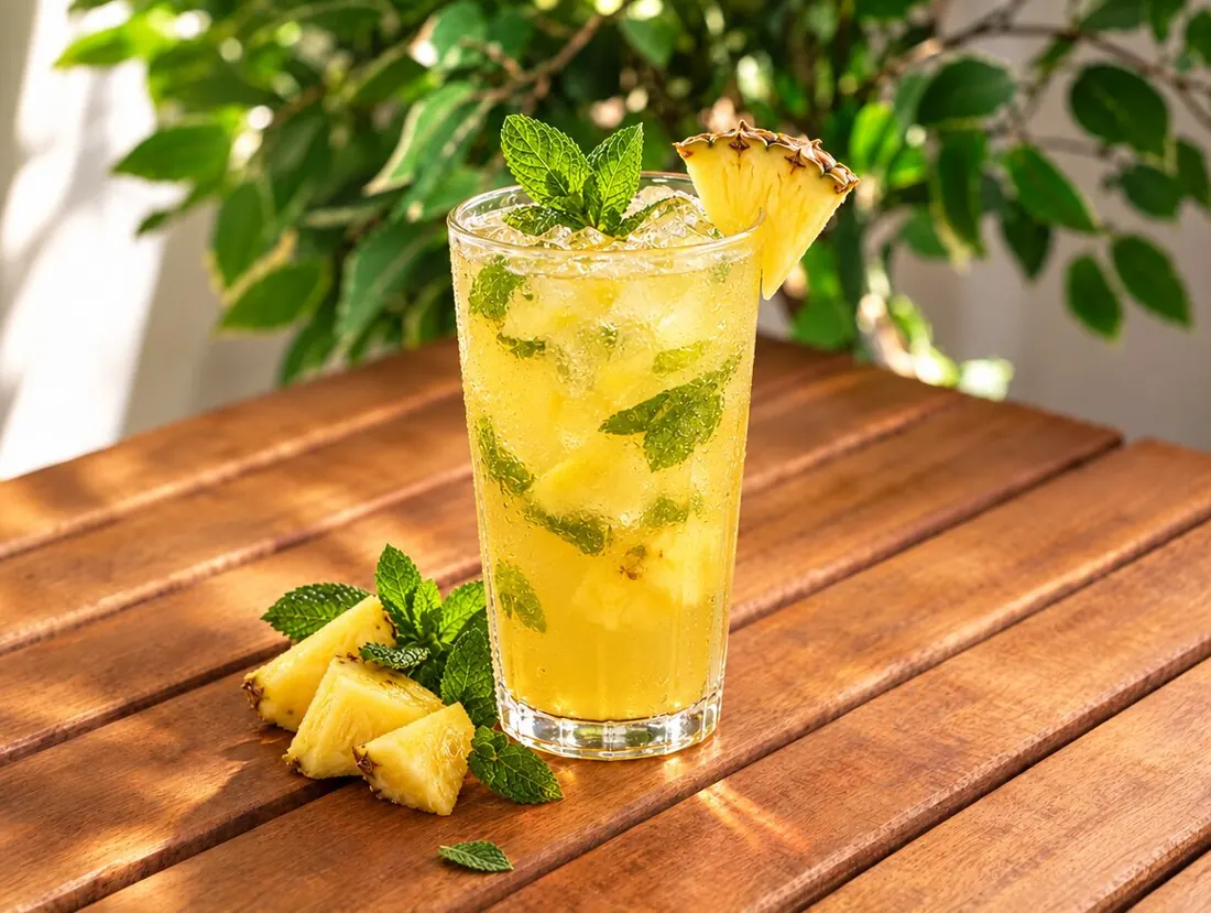 Agua de Piña con Hierbabuena